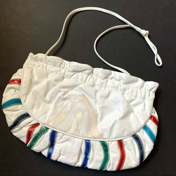 v i n t a g e :: Unique Large Leather Patchwork Crossbody Purse Clutch - Picture 6 of 12